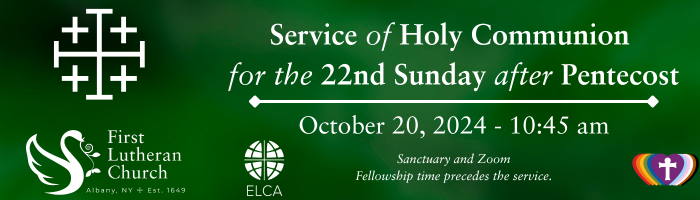 October 20 – Worship is at 10:45 AM in the sanctuary and online.