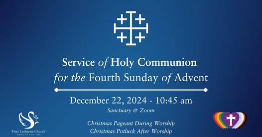 December 22 – Worship for the Fourth Sunday of Advent is at 10:45 AM in the sanctuary and online.